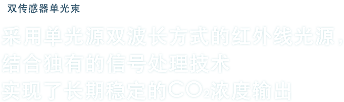 采用单光源双波长方式的红外线光源，实现了长期稳定的CO2浓度输出