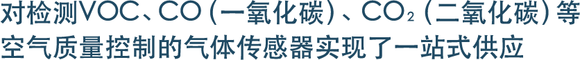 对检测VOC、CO（一氧化碳）、CO2（二氧化碳）等
    空气质量控制的气体传感器实现了一站式供应